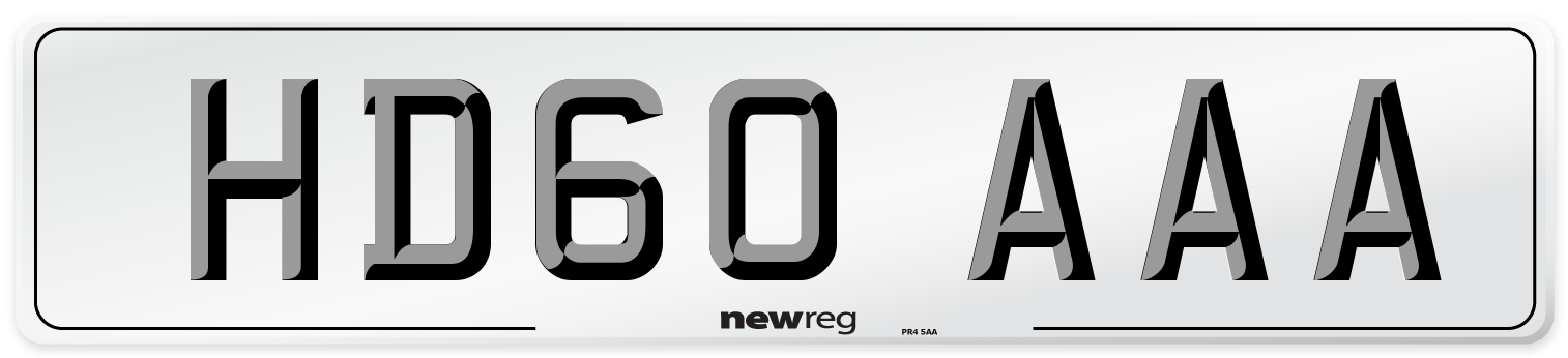 HD60 AAA Number Plate from New Reg
